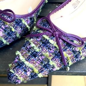Weekend SALE!! Pazzo unique tweed flats. New in box, sz 6. Plum/green/pink/gray.